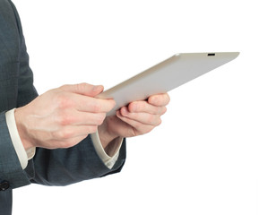 hands with tablet computer