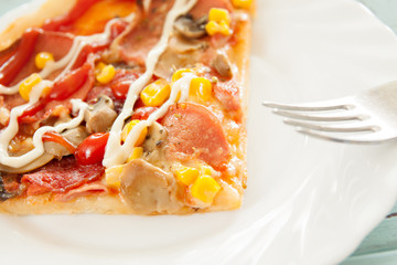 pizza cut italian food baked and served