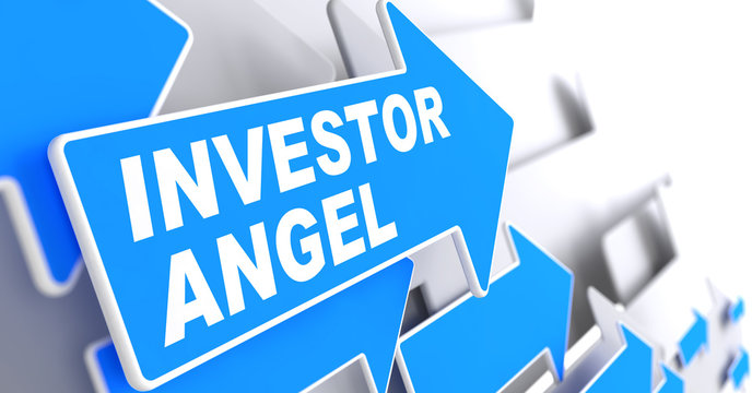 Investor Angel on Blue Direction Arrow Sign.
