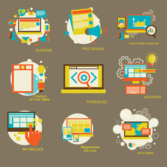 Set of flat design concept icons for web