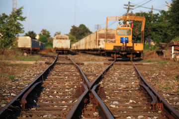 Fototapeta na wymiar Railway Tracks with old cargo container