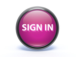 sign in circular icon on white background