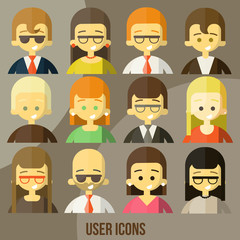 Colorful people Faces Circle Icons Set
