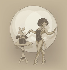 Pinup circus artist  illusionist