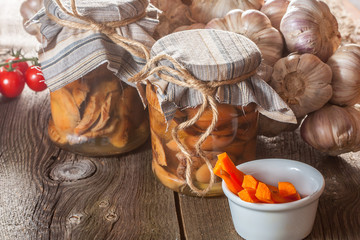 Marinated mushrooms.