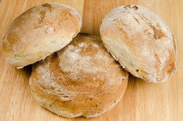 handmade bread, homemade, close-up on wood
