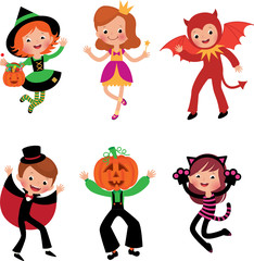 Children in Halloween costumes