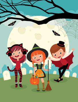 Children on Halloween party