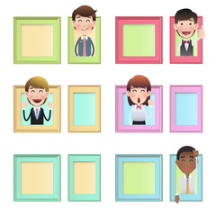Business people inside frame over white background