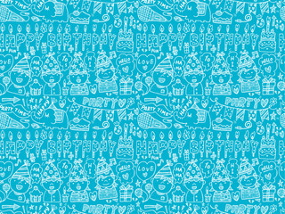 Seamless Doodle Birthday party pattern background
