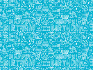 Seamless Doodle Birthday party pattern background