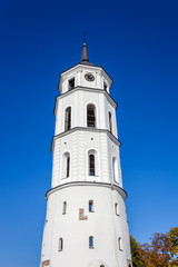 Fototapeta na wymiar Bell tower Varpine, Cathedral square in Vilnius