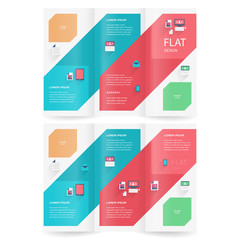 brochure design template flat colored trifold