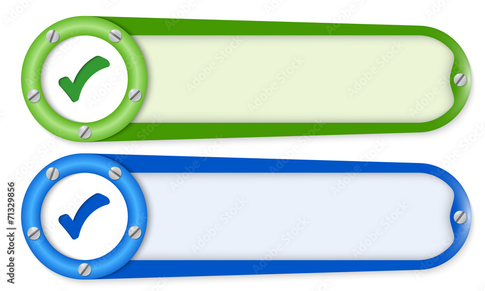 Poster set of two buttons with screws and check box