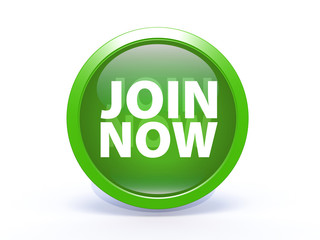 Join now circular icon on white background