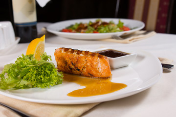 Plated Grilled Fish with Garnishes