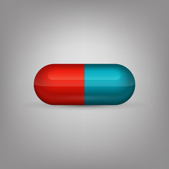 Red and blue capsule pill