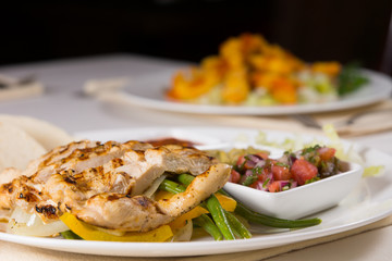 Close Up of Grilled Chicken Fajitas on Plate