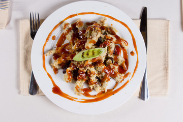 Saucy Tempura Dish as seen from Above