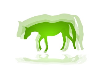 Green horse silhouette