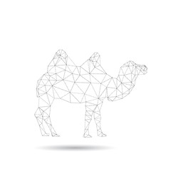 Illustration of abstract origami camel isolated on white backgro
