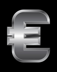 rectangular beveled metal font - euro currency symbol