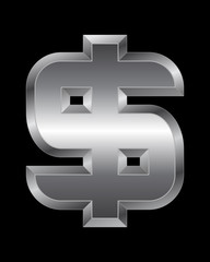 rectangular beveled metal font - dollar currency symbol