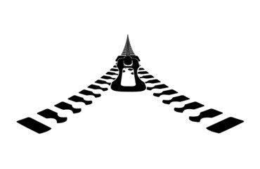 silhouette metal zipper in perspective on white background