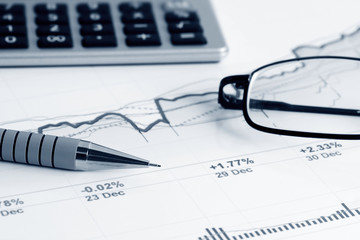 Stock market graphs and charts analysis