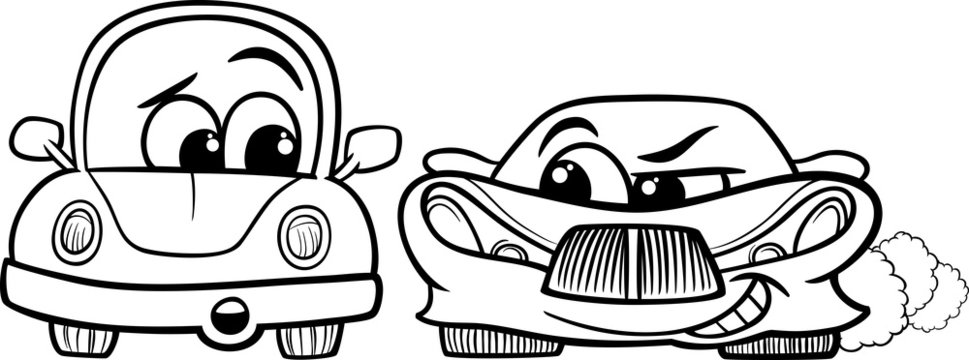 old automobile and gt car cartoon