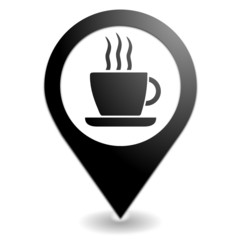 café sur symbole localisation noir