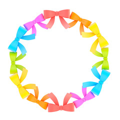 Round frame made of ribbon bows