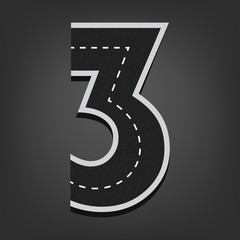 Three number. Road font