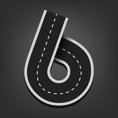 Six number. Road font