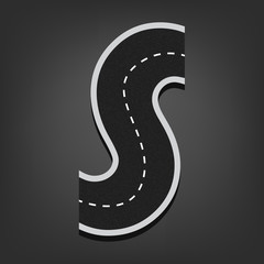 S letter. Road font