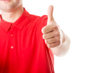 Happy man with ok hand sign