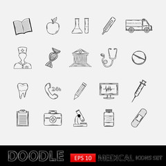 Doodle icons medical set