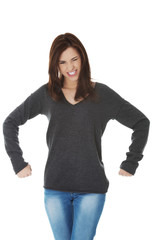 Young woman showing her strength