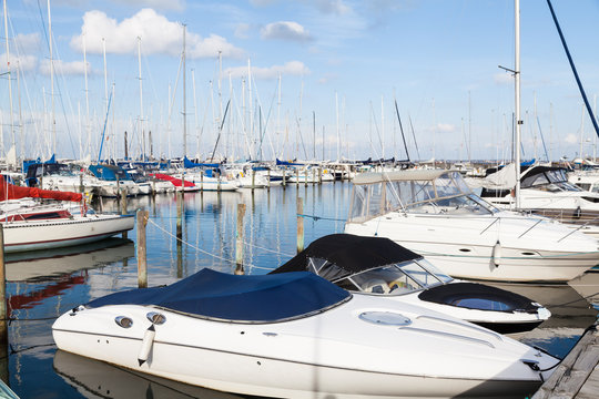 Speed Boats in Calm Harbor Marina