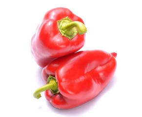 Red peppers (capsicum) isolated on white background