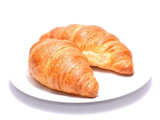 Chocolate croissants isolated on white background