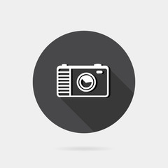Flat icon photo or camera icon with long shadow