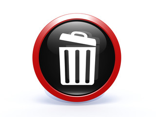trash can circular icon on white background