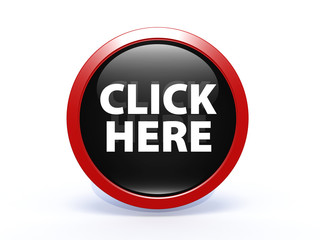 Click here circular icon on white background