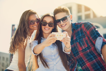 Happy College students on campus