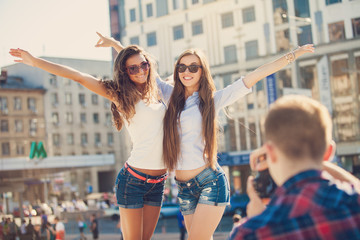 Happy College students on campus