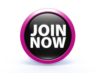 Join now circular icon on white background