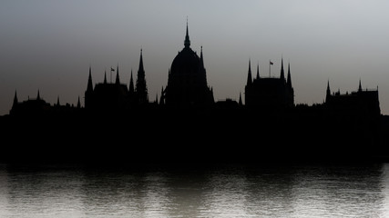 Fototapeta na wymiar Silhouette of the Parliament of Budapest