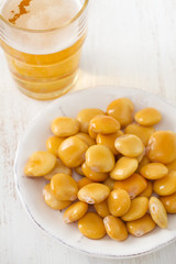 lupins with glass of beer