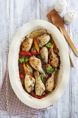 Roasted chicken drumsticks with sweet pepper